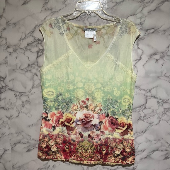 Alberto Makali Tops - ALBERTO MAKALI V Neck Floral Top
